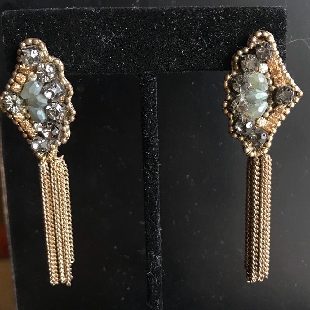 Encrusted gold small statement earrings